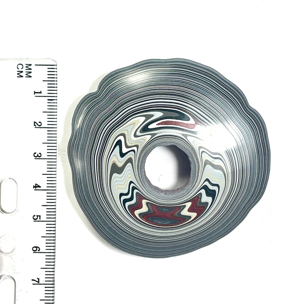 DVH Rare Michigan Jp Tuscadero Pink Fordite Buck Hole Donut Bead Pendant 62mm rd x15 (6836)