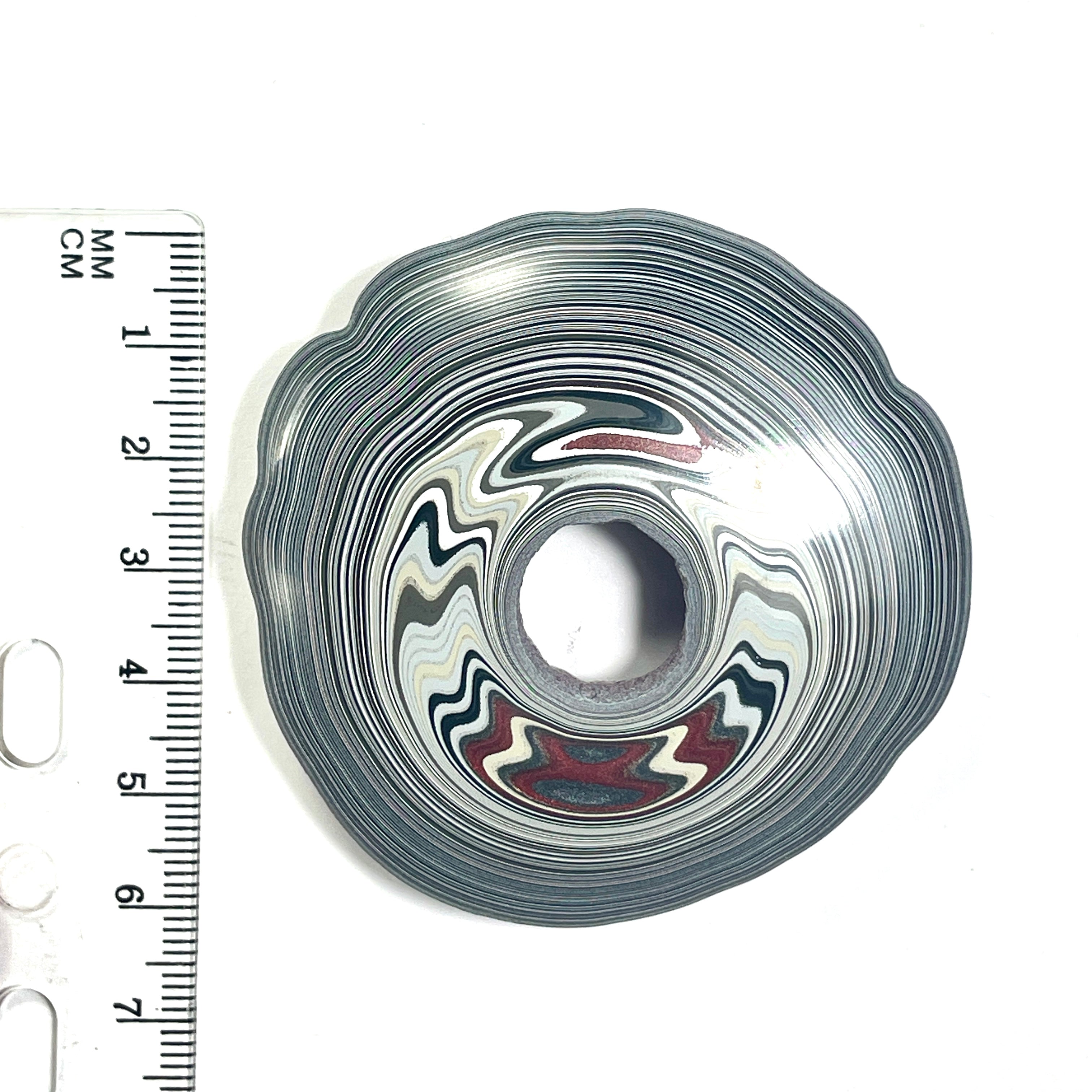 DVH Rare Michigan Jp Tuscadero Pink Fordite Buck Hole Donut Bead Pendant 62mm rd x15 (6836)