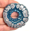 DVH Michigan Bulls Eye Fordite Buck Hole Donut Bead Pendant 61mm rd x15 (6837)