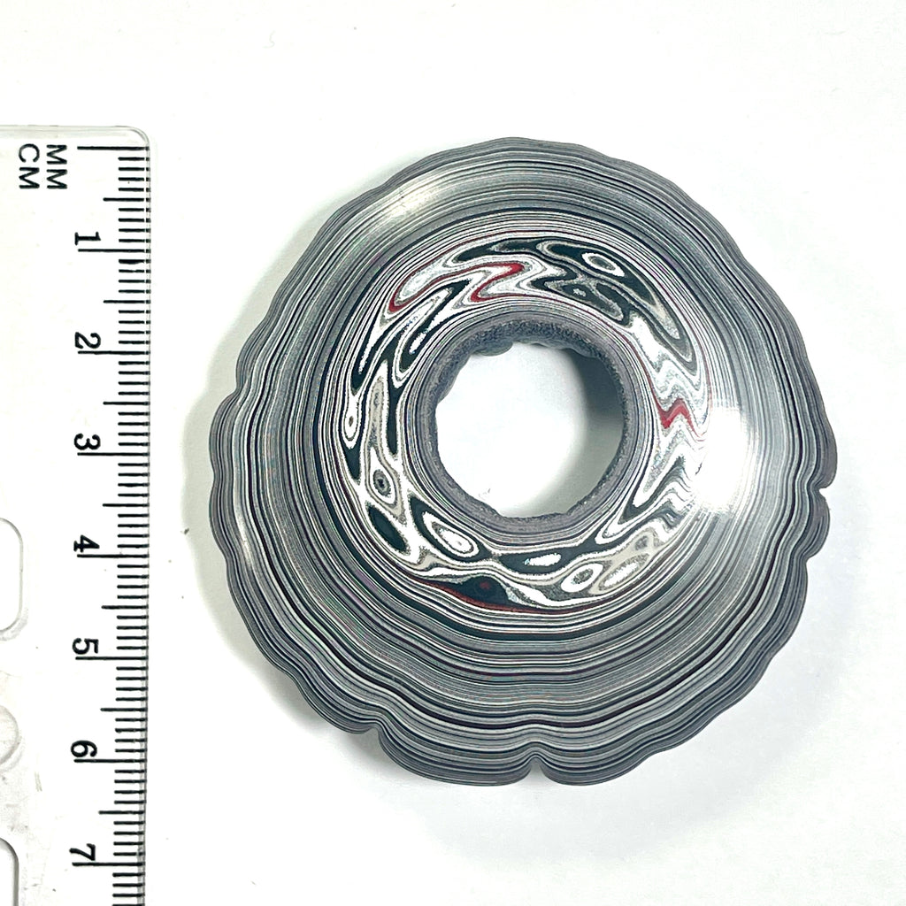 DVH Michigan Bulls Eye Fordite Buck Hole Donut Bead Pendant 61mm rd x15 (6837)