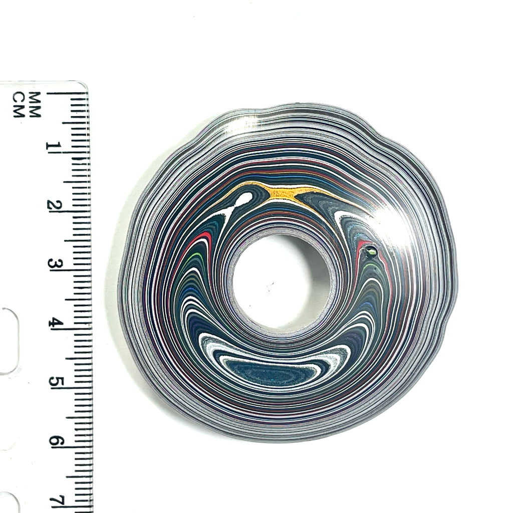 DVH Michigan Grey Fordite Buck Hole Donut Bead Pendant 56mm rd x12 (6838)