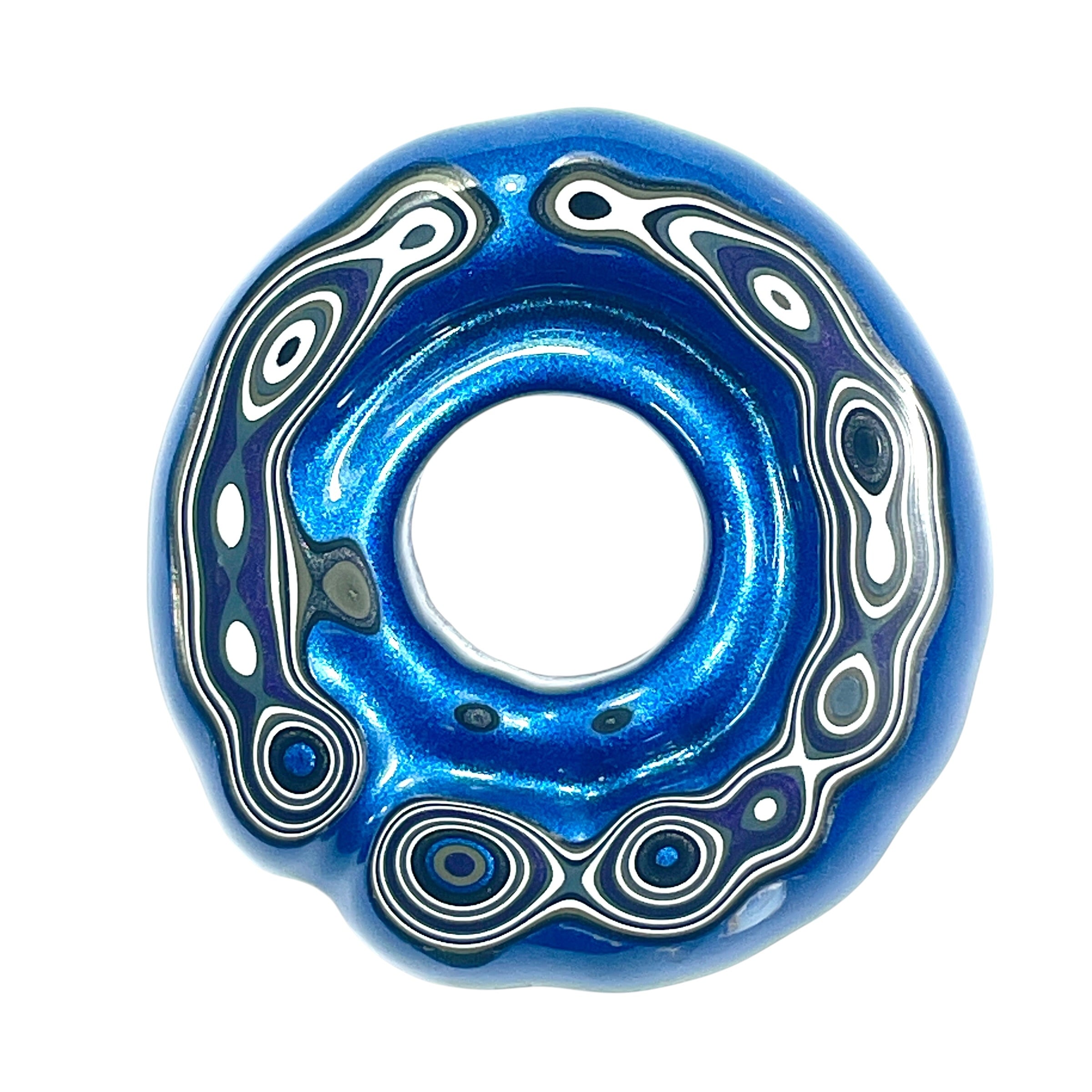DVH Blue Michigan Fordite Buck Hole Donut Bead Pendant 53mm rd x10 (6840)