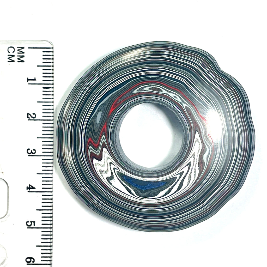 DVH Blue Michigan Fordite Buck Hole Donut Bead Pendant 53mm rd x10 (6840)
