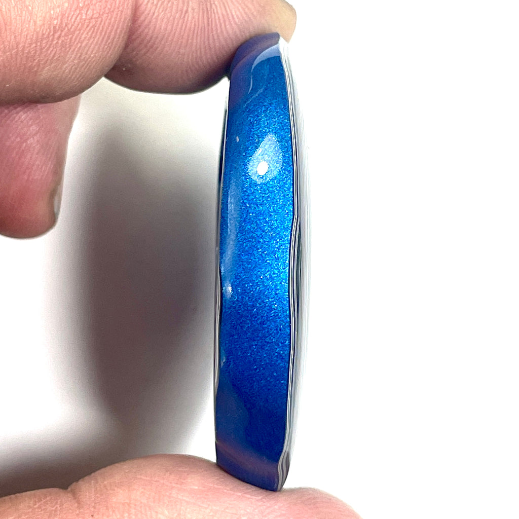 DVH Blue Michigan Fordite Buck Hole Donut Bead Pendant 53mm rd x10 (6840)