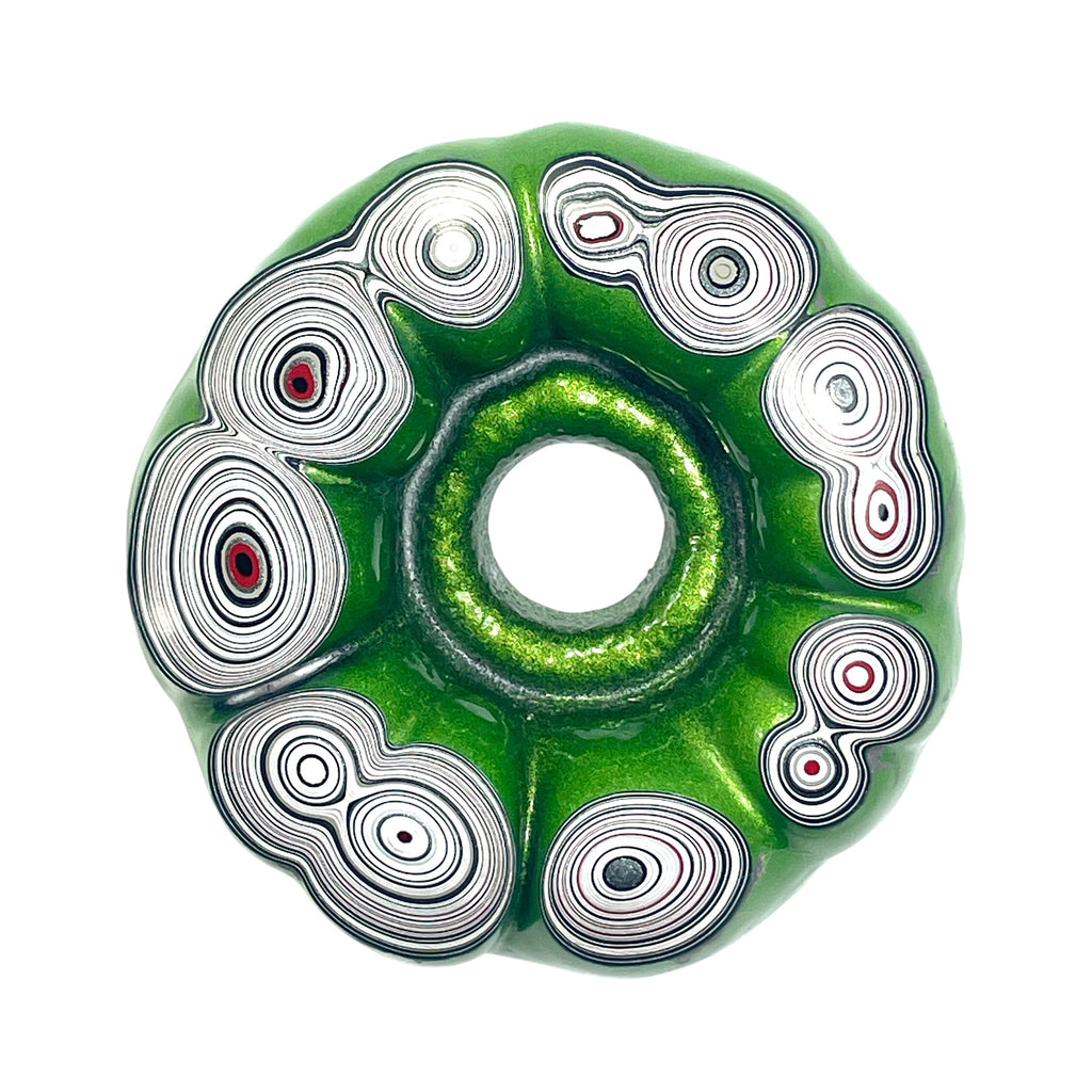 DVH Rare Michigan Jp Mojito Green Fordite Buck Hole Donut Bead Pendant 62mm rd x17 (6841)