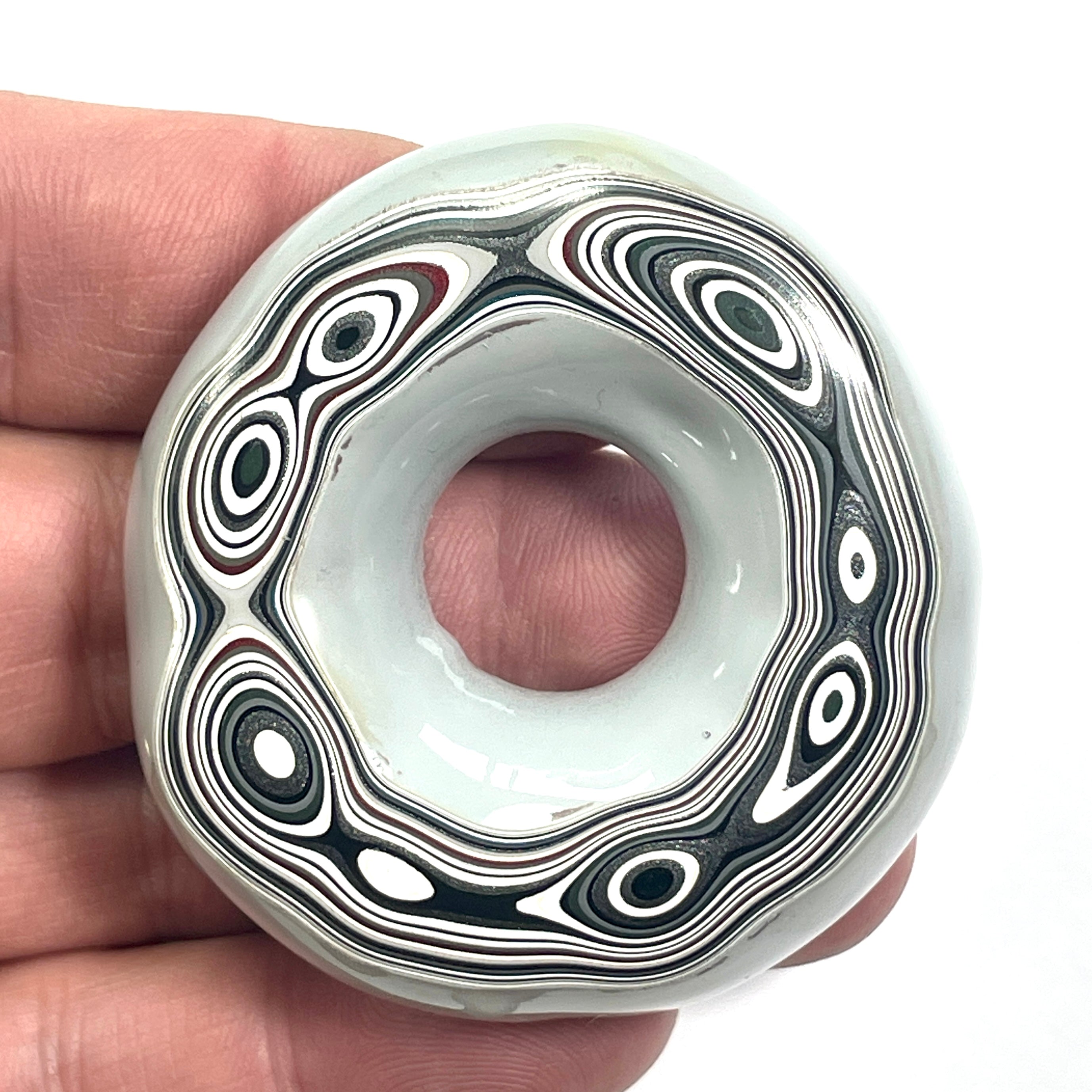 DVH Michigan Fordite Specimen Donut Buck Hole Polished Face (6842)