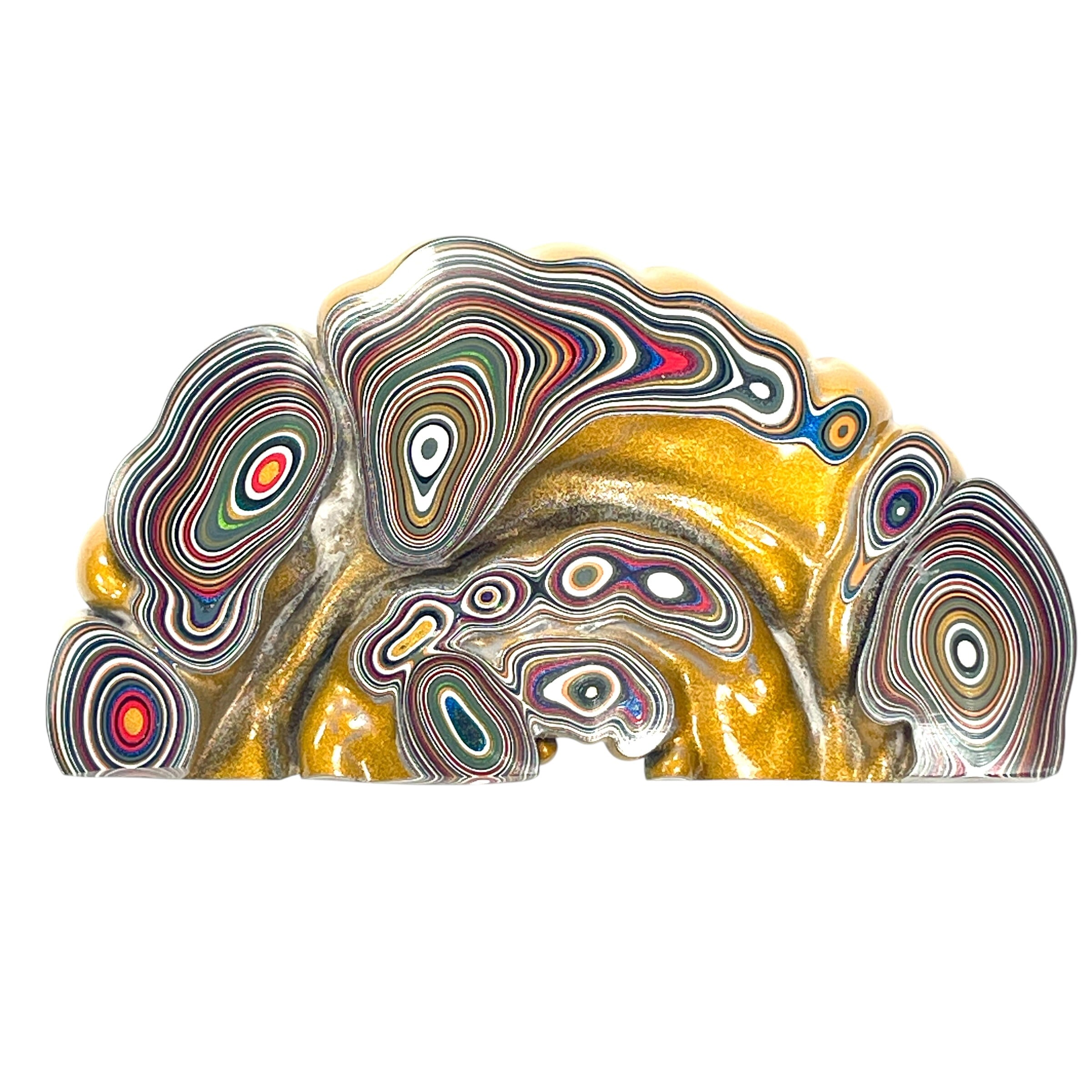 DVH Michigan Goldilocks Fordite Specimen I/2 Donut Buck Hole Polished Face (6843)