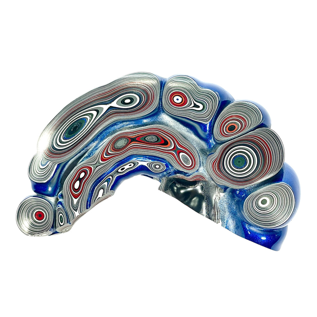 DVH Michigan Blue Fordite Specimen I/2 Donut Buck Hole Polished Face (6844)