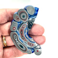 DVH Michigan Blue Fordite Specimen I/2 Donut Buck Hole Polished Face (6844)