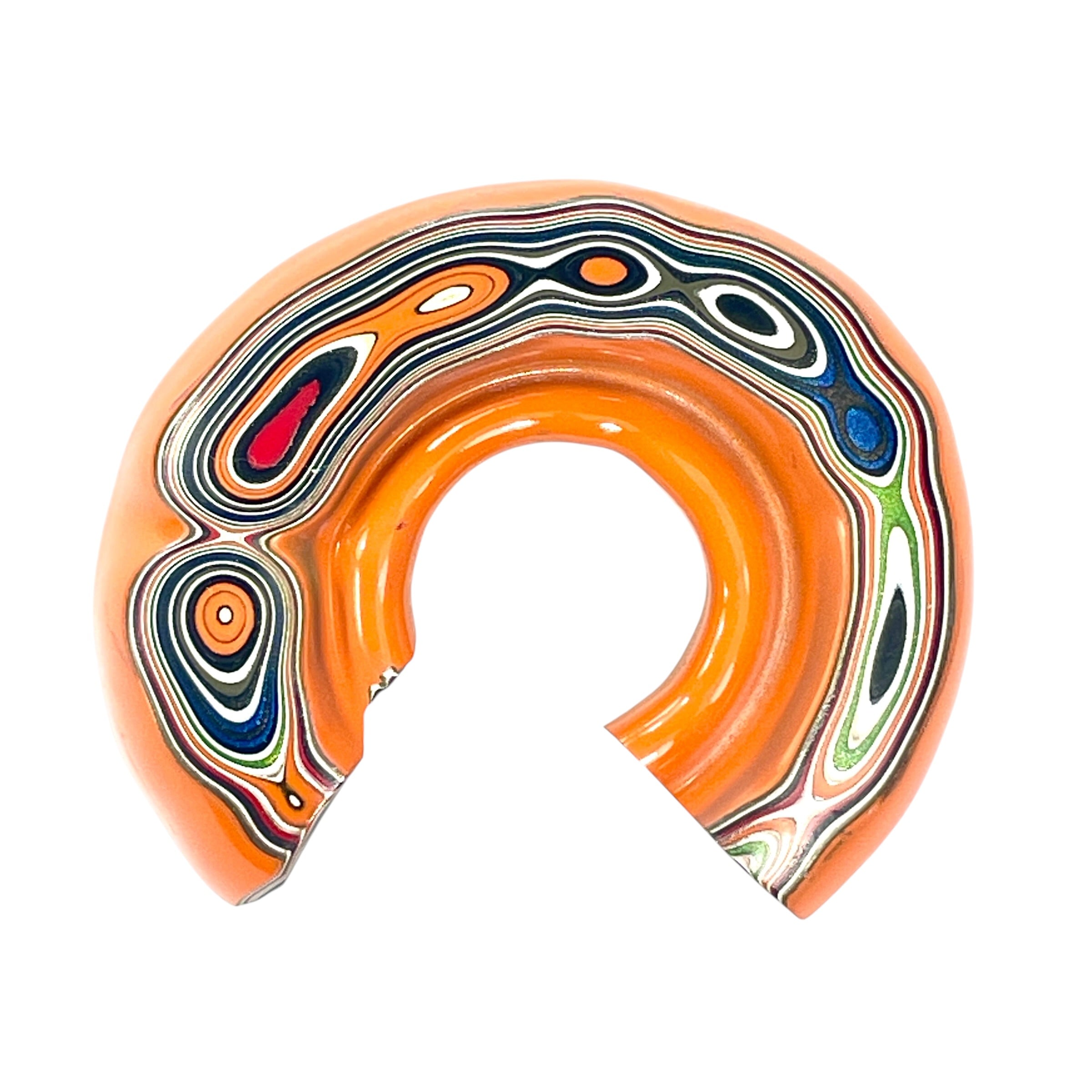 DVH Orange Joose Jp Fordite Specimen I/2 Donut Buck Hole Polished Face (6845)