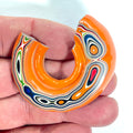 DVH Orange Joose Jp Fordite Specimen I/2 Donut Buck Hole Polished Face (6845)