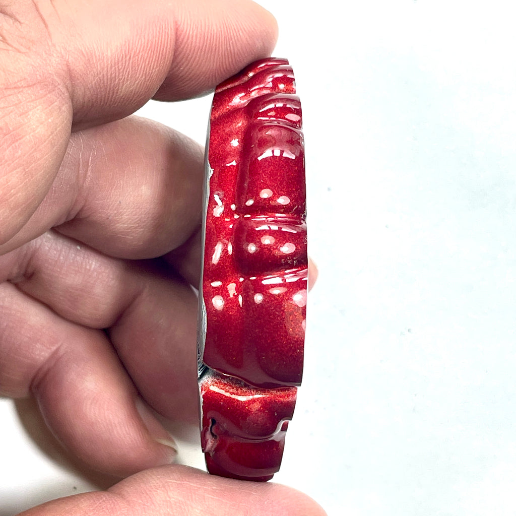 DVH Red Fordite Specimen Partial Donut Buck Hole Polished Face Chv Frd Jp (6847)