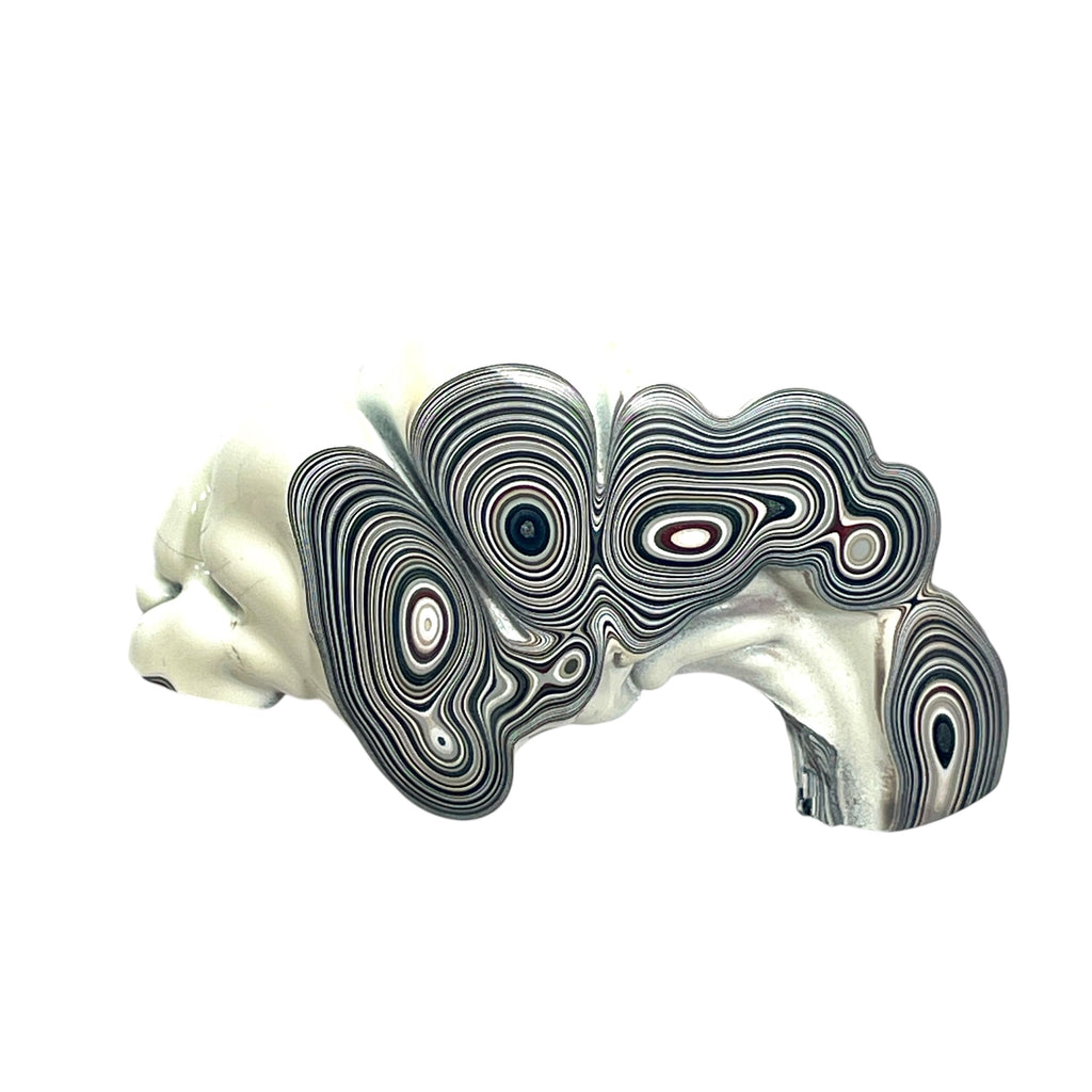 DVH Michigan Fordite Specimen Partial Donut Buck Hole Polished Face (6848)