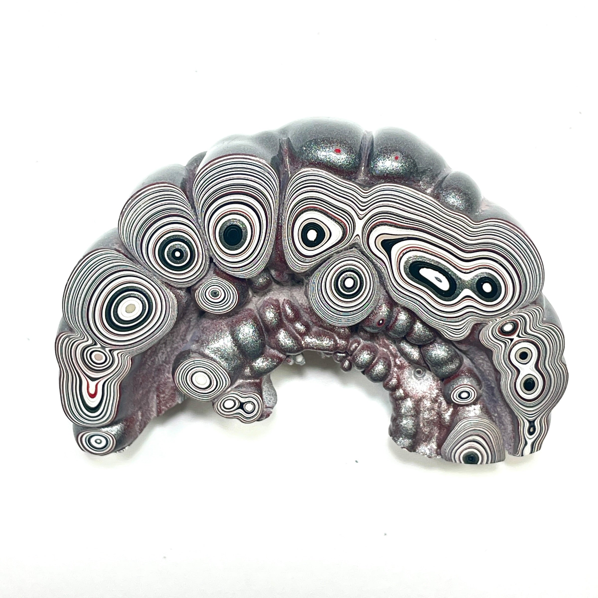 DVH Silver Grey Fordite Specimen Polished Face Michigan Chv Frd Jp (6859)
