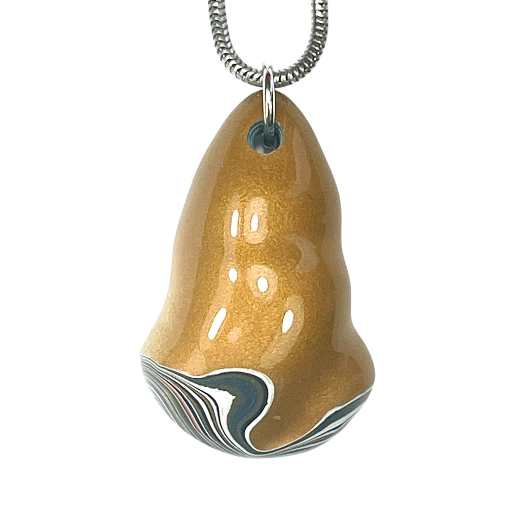 DVH Goldilocks Jp Genuine Fordite Pendant Michigan 33x21x12mm (6868)