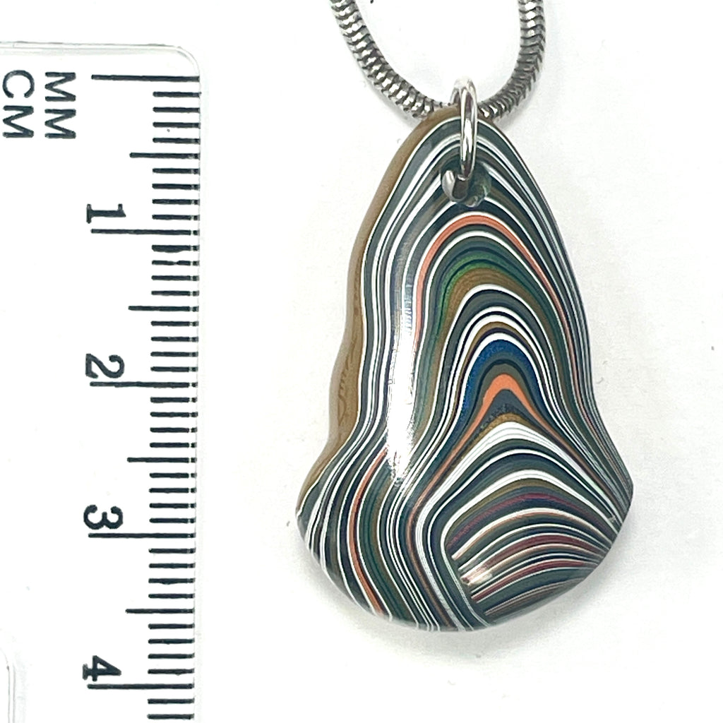 DVH Goldilocks Jp Genuine Fordite Pendant Michigan 33x21x12mm (6868)