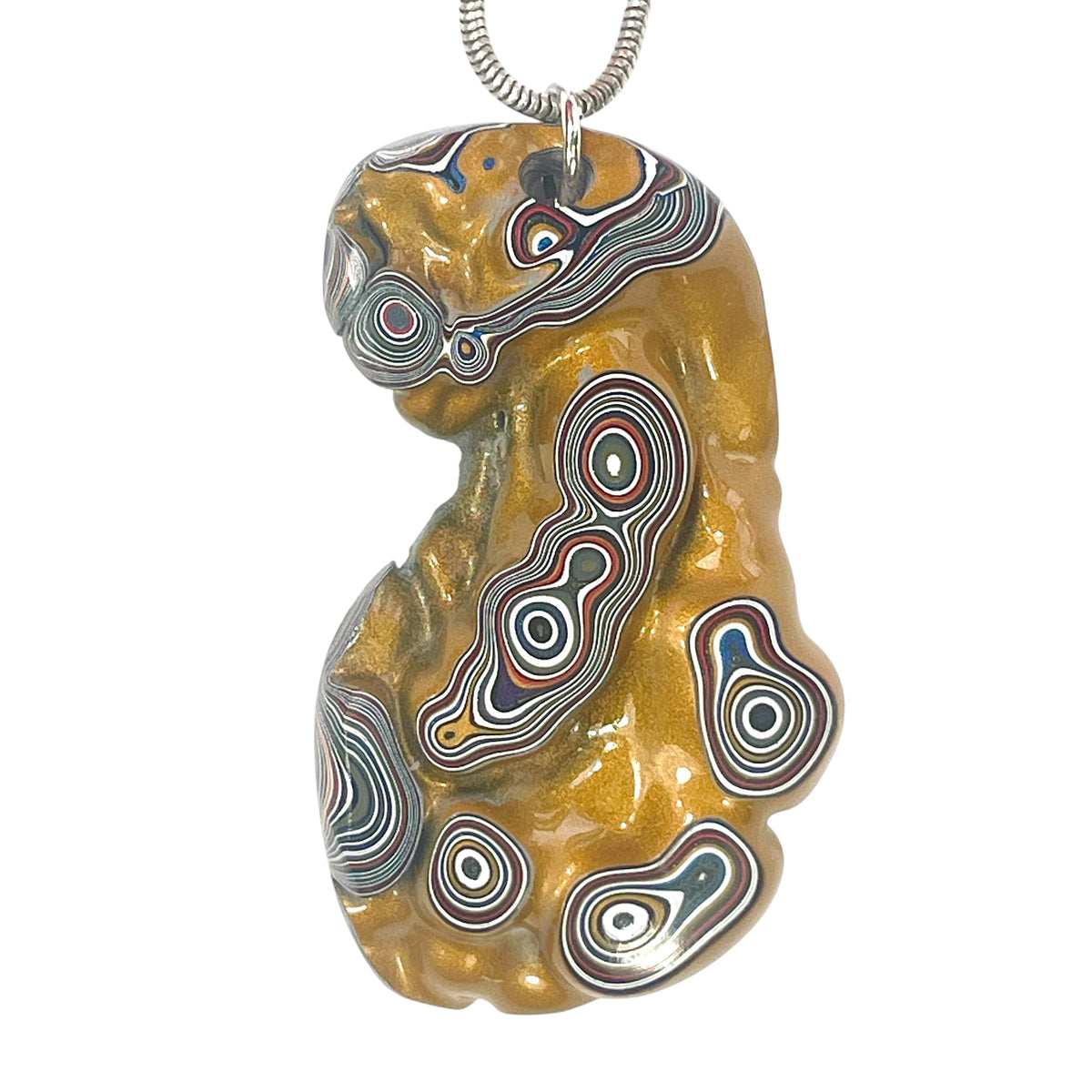DVH Goldilocks Jp Genuine Fordite Pendant Michigan 53x32x8mm (6872)
