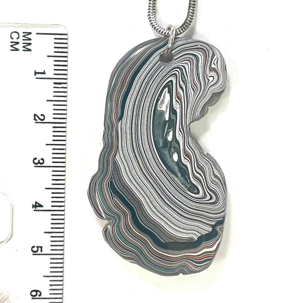 DVH Goldilocks Jp Genuine Fordite Pendant Michigan 53x32x8mm (6872)