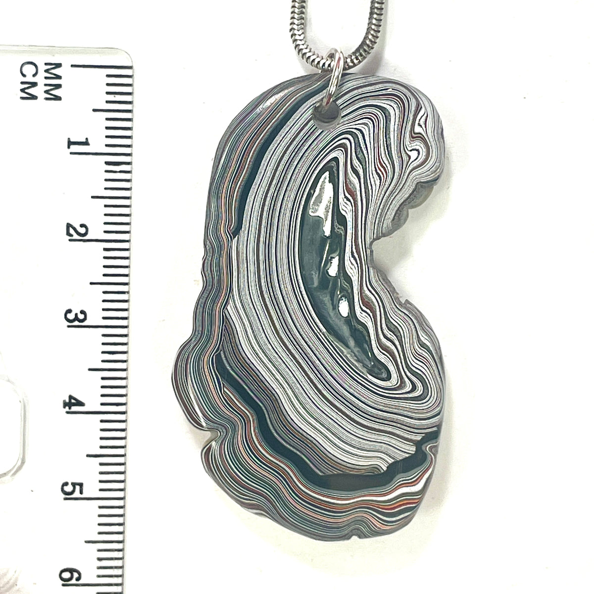 DVH Goldilocks Jp Genuine Fordite Pendant Michigan 53x32x8mm (6872)