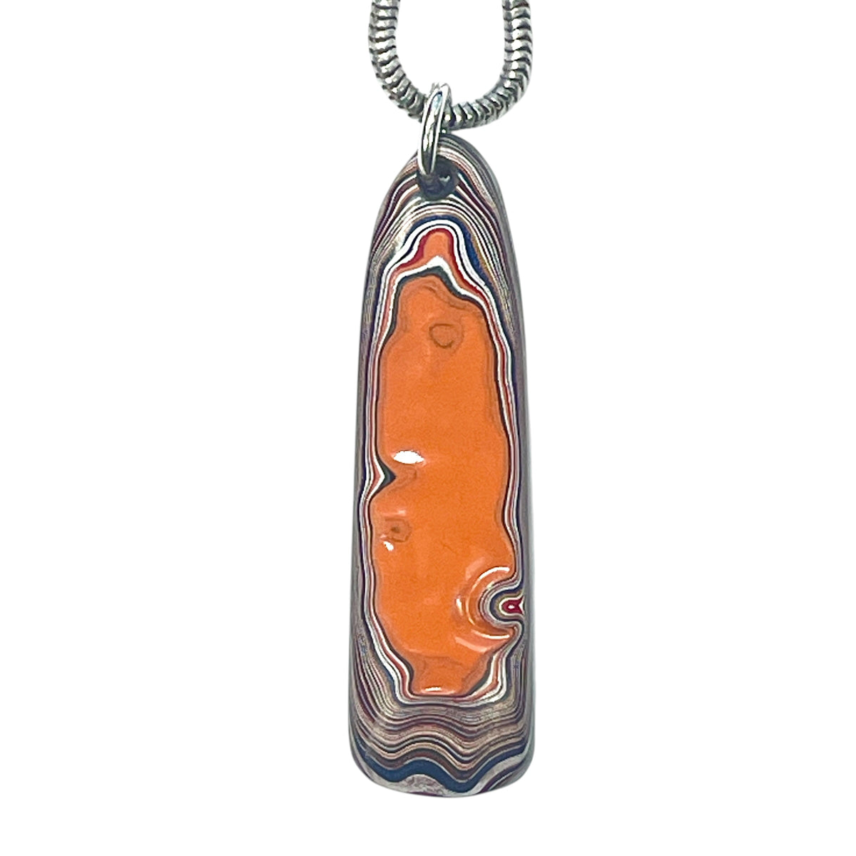 DVH Orange Joose Jp Genuine Fordite Pendant Michigan 37x11x5mm (6873)