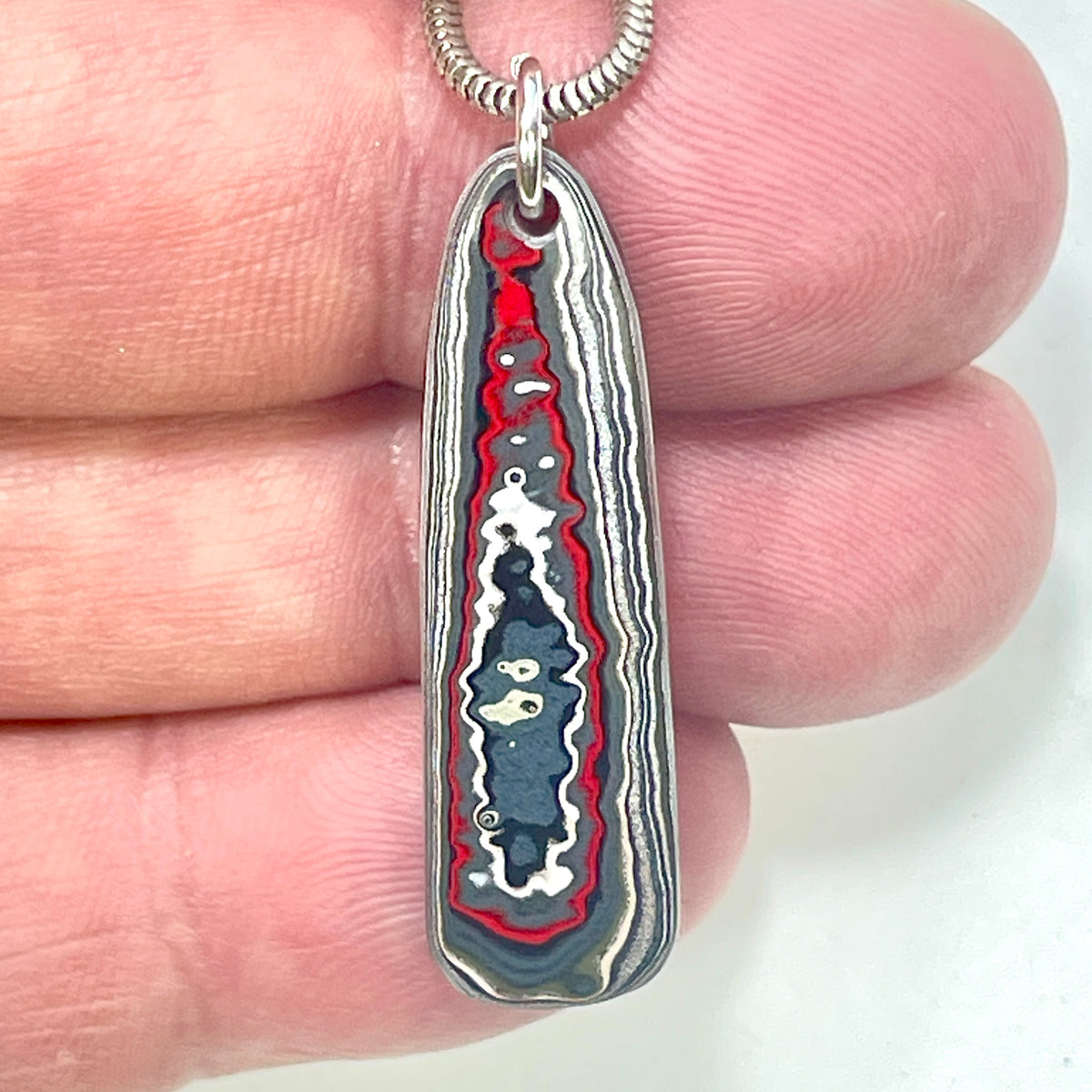 DVH Orange Joose Jp Genuine Fordite Pendant Michigan 37x11x5mm (6873)