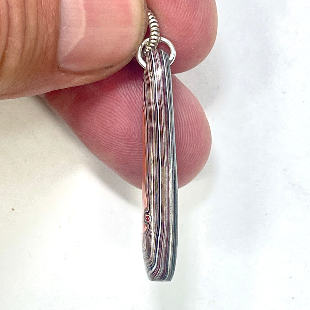 DVH Orange Joose Jp Genuine Fordite Pendant Michigan 37x11x5mm (6873)