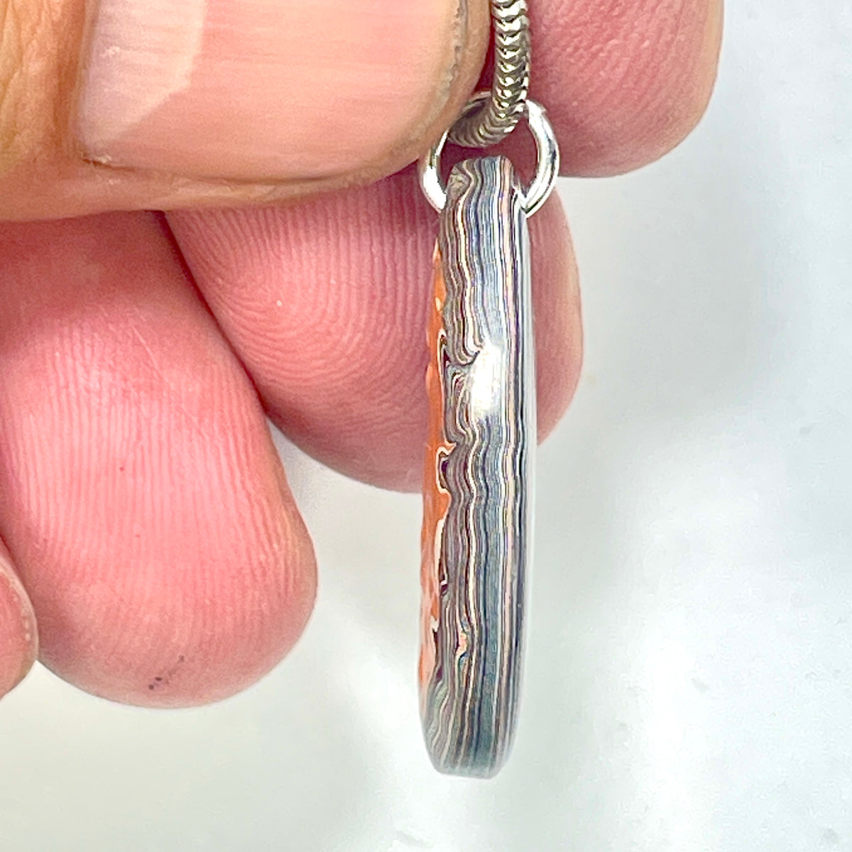 DVH Orange Joose Jp Genuine Fordite Pendant Michigan 27x15x5mm (6874)