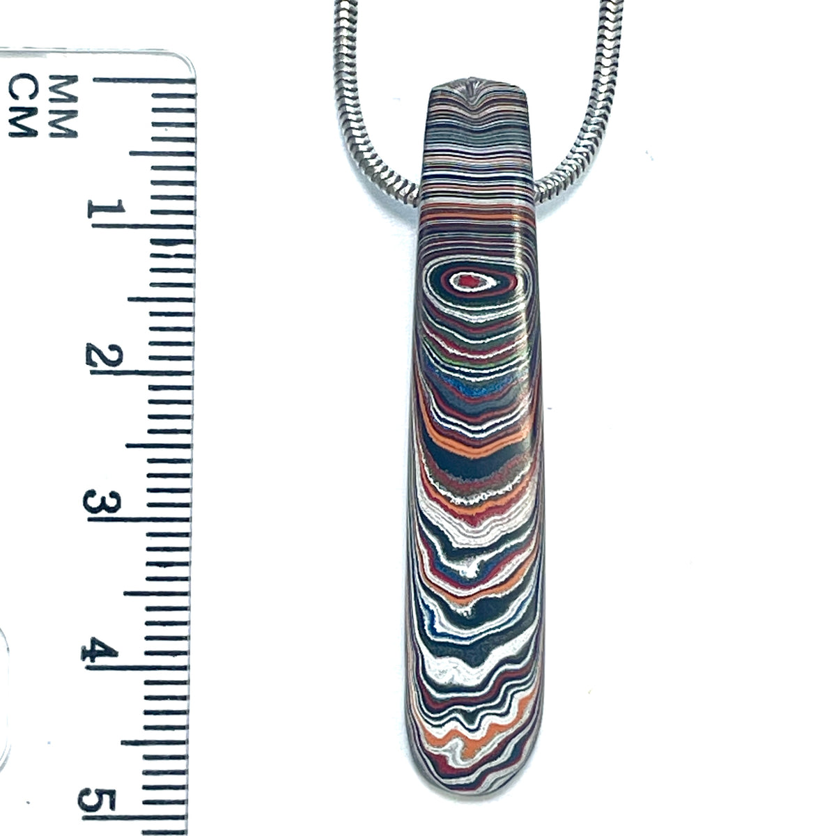 DVH Orange Joose Jp Genuine Fordite Bead Pendant Michigan 48x9x5mm (6880)