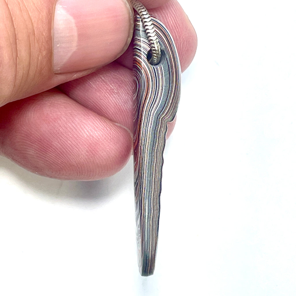 DVH Orange Joose Jp Genuine Fordite Bead Pendant Michigan 48x9x5mm (6880)