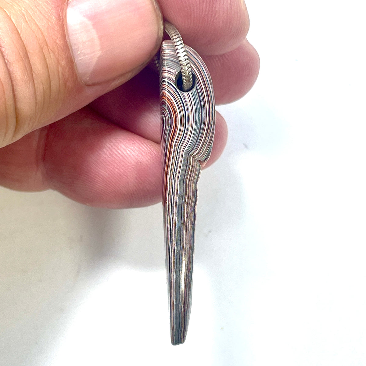 DVH Orange Joose Jp Genuine Fordite Bead Pendant Michigan 50x15x6mm (6881)