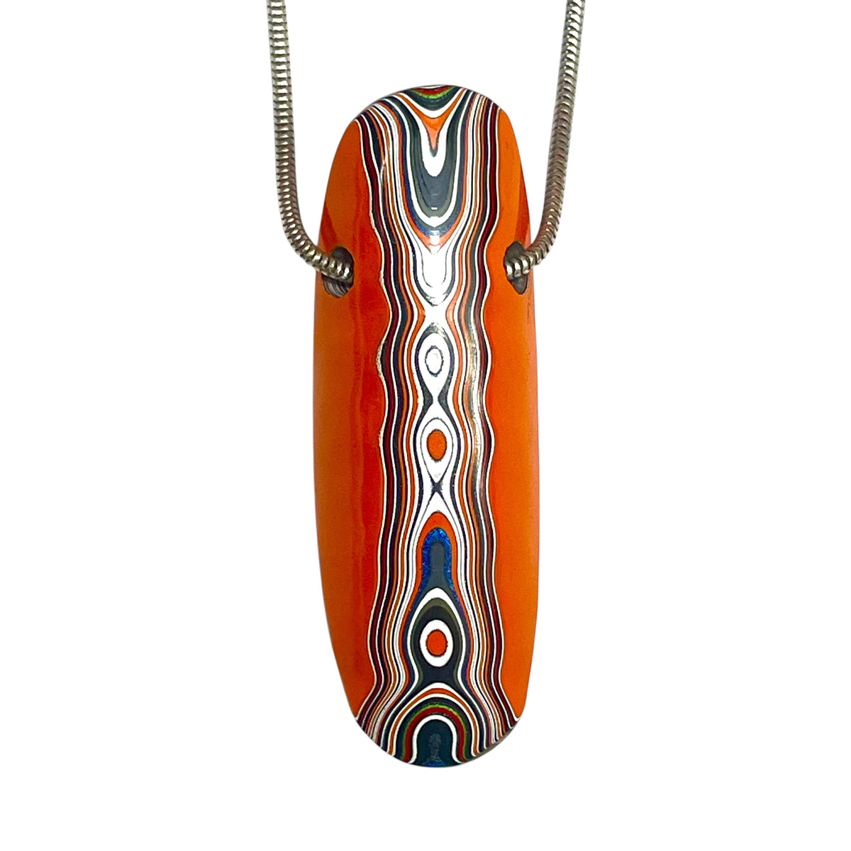 DVH Joose Orange Jp Fordite Bead Pendant Michigan 53x18x13mm (6894)