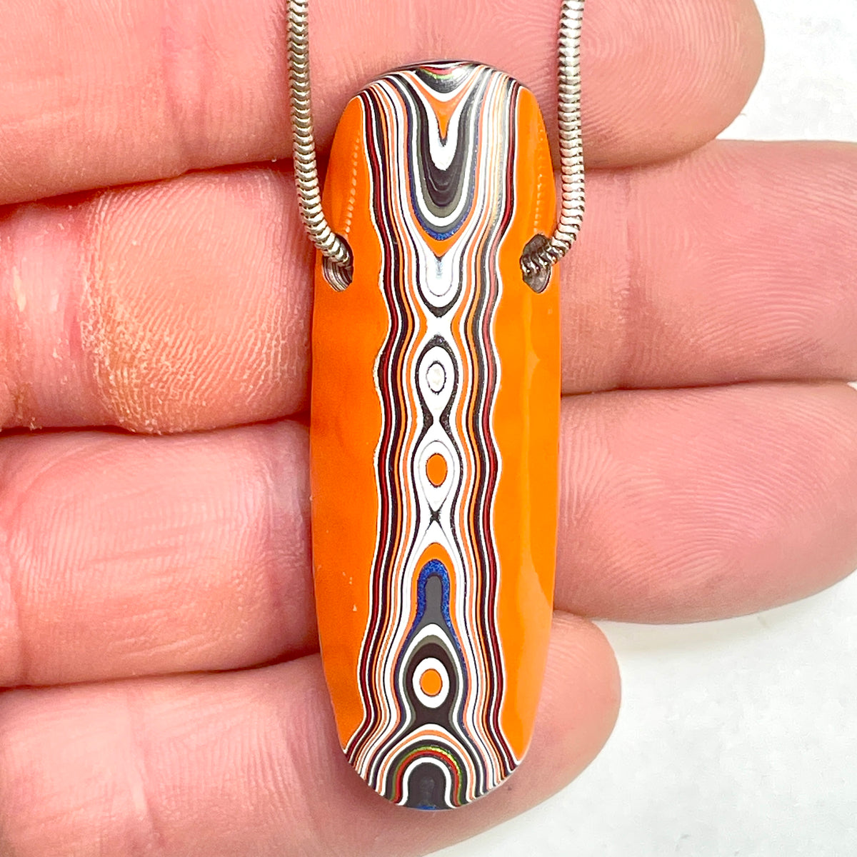 DVH Joose Orange Jp Fordite Bead Pendant Michigan 53x18x13mm (6894)