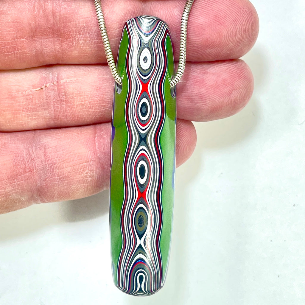 DVH Mojito Green Jp Fordite Bead Pendant Michigan 66x16x14mm (6895)
