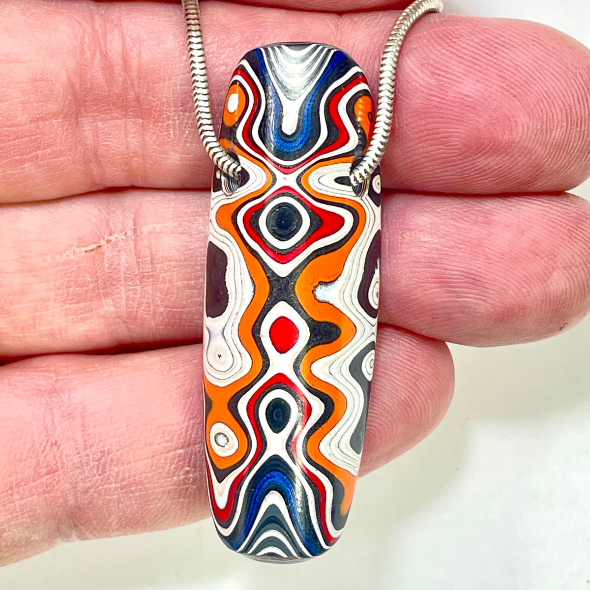 DVH Genuine Jp Fordite Bead Pendant Michigan 51x18x13mm (6896)