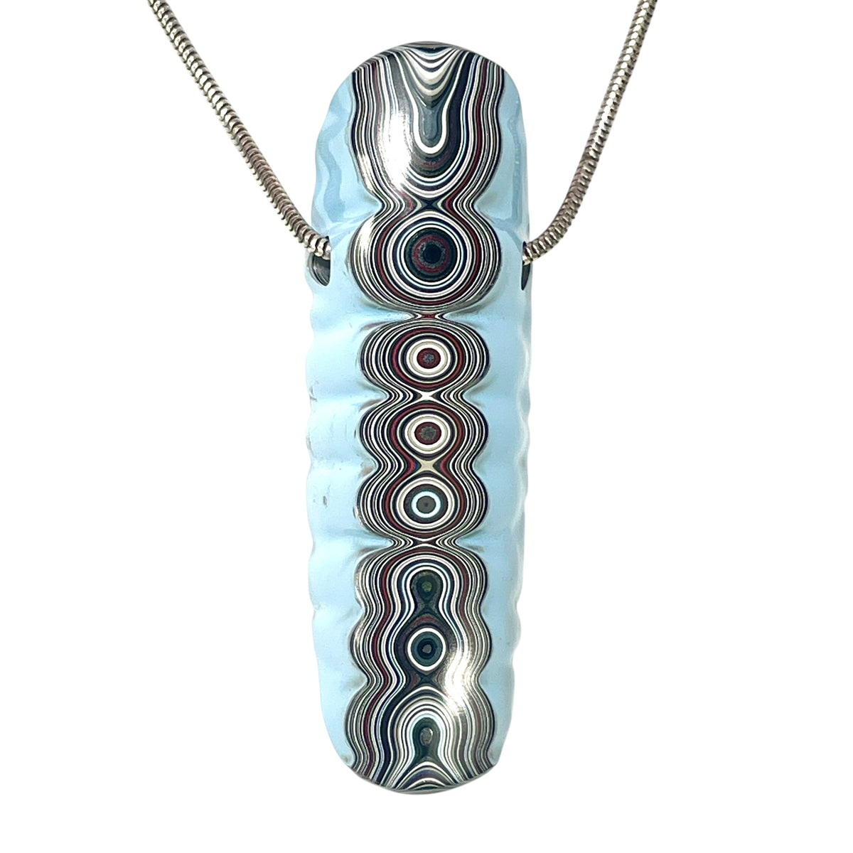 DVH Powder Blue Chv Frd Jp Fordite Bead Pendant Michigan 61x19x15mm (6897)