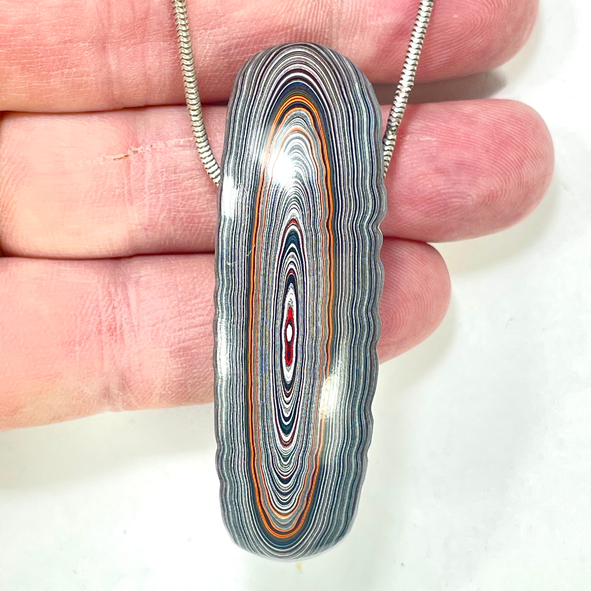 DVH Powder Blue Chv Frd Jp Fordite Bead Pendant Michigan 61x19x15mm (6897)