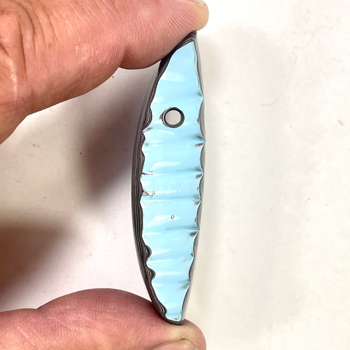 DVH Powder Blue Chv Frd Jp Fordite Bead Pendant Michigan 61x19x15mm (6897)