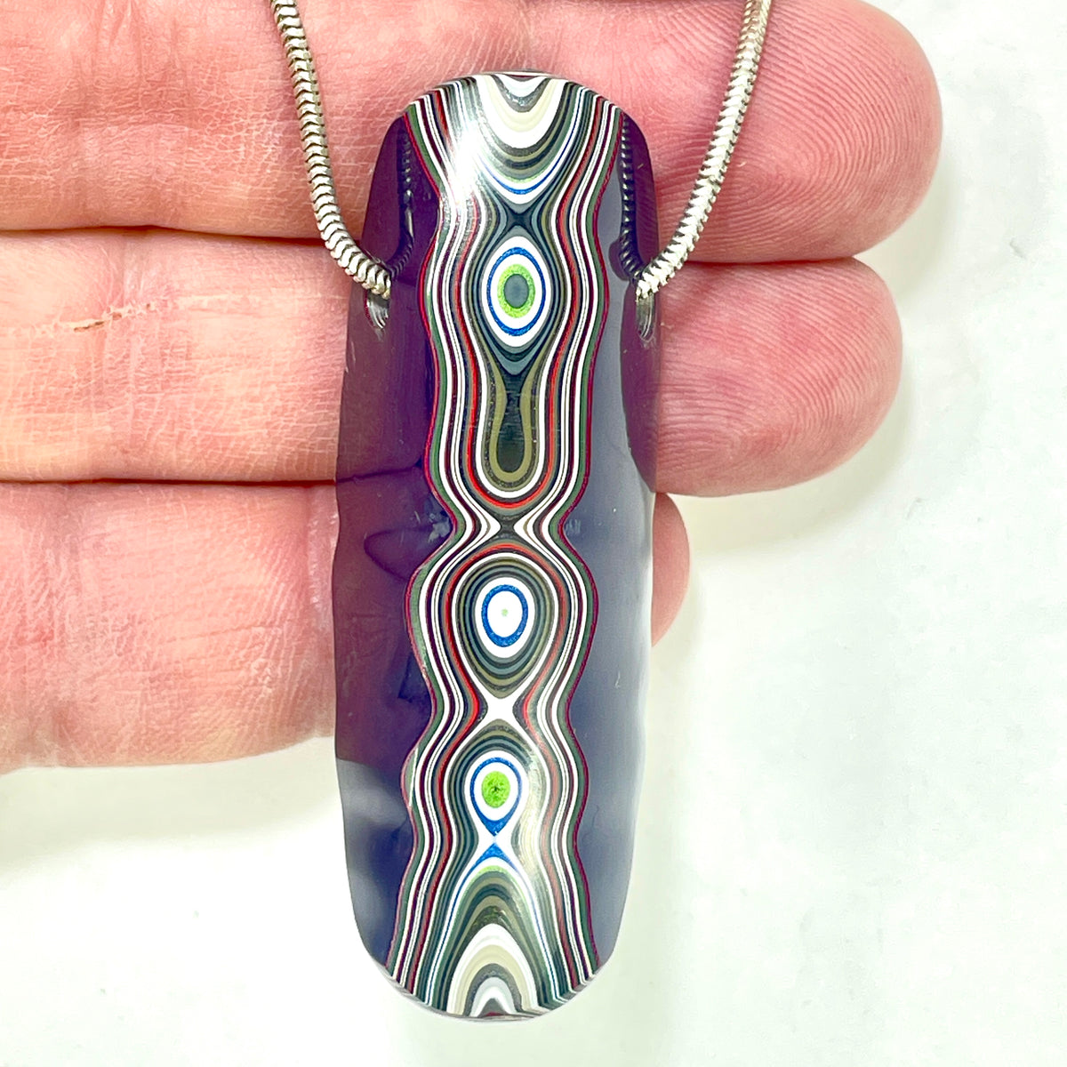DVH Genuine Purple Reign Jp Fordite Bead Pendant Michigan 57x20x15mm (6898)
