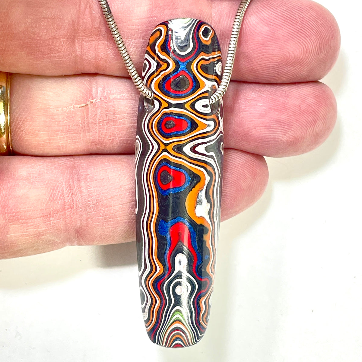 DVH Genuine Michigan Fordite Bead Pendant Chv Frd Jp64x18x13mm (6899)