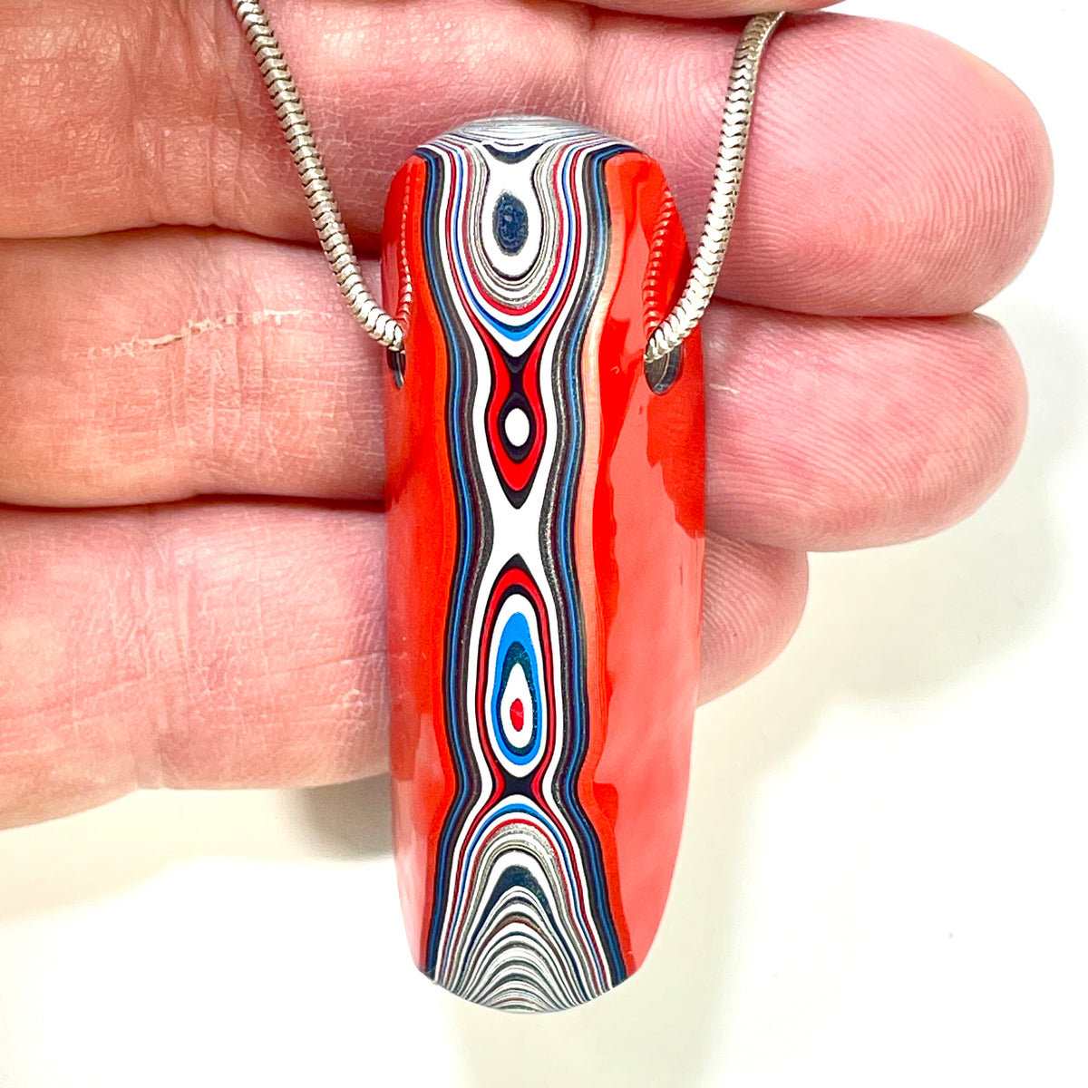 DVH Genuine Michigan Fordite Bead Pendant Chv Frd Jp 56x20x12mm (6900)
