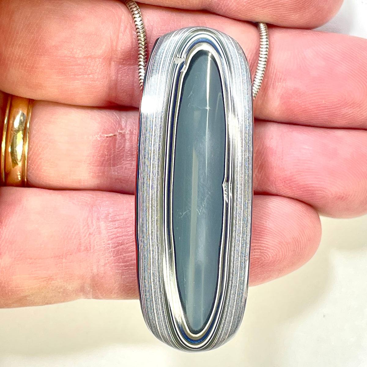 DVH Genuine Michigan Fordite Bead Pendant Chv Frd Jp 56x20x12mm (6900)