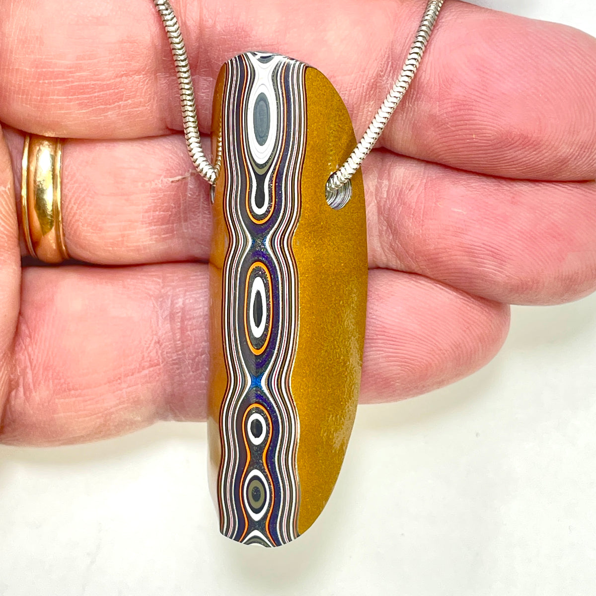 DVH Goldilocks Jp Fordite Bead Pendant Michigan 55x19x15mm (6901)