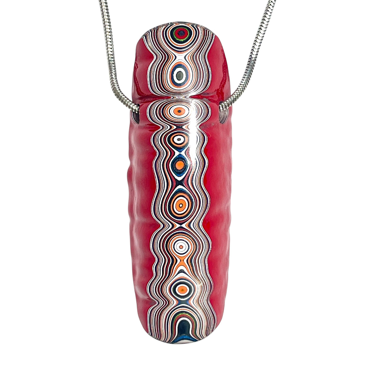 DVH Red Chv Frd Jp Fordite Bead Pendant Michigan 62x21x14mm (6902)