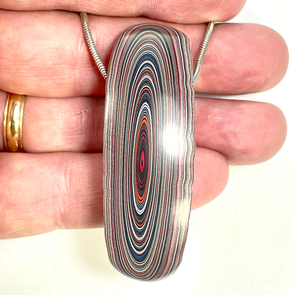 DVH Red Chv Frd Jp Fordite Bead Pendant Michigan 62x21x14mm (6902)