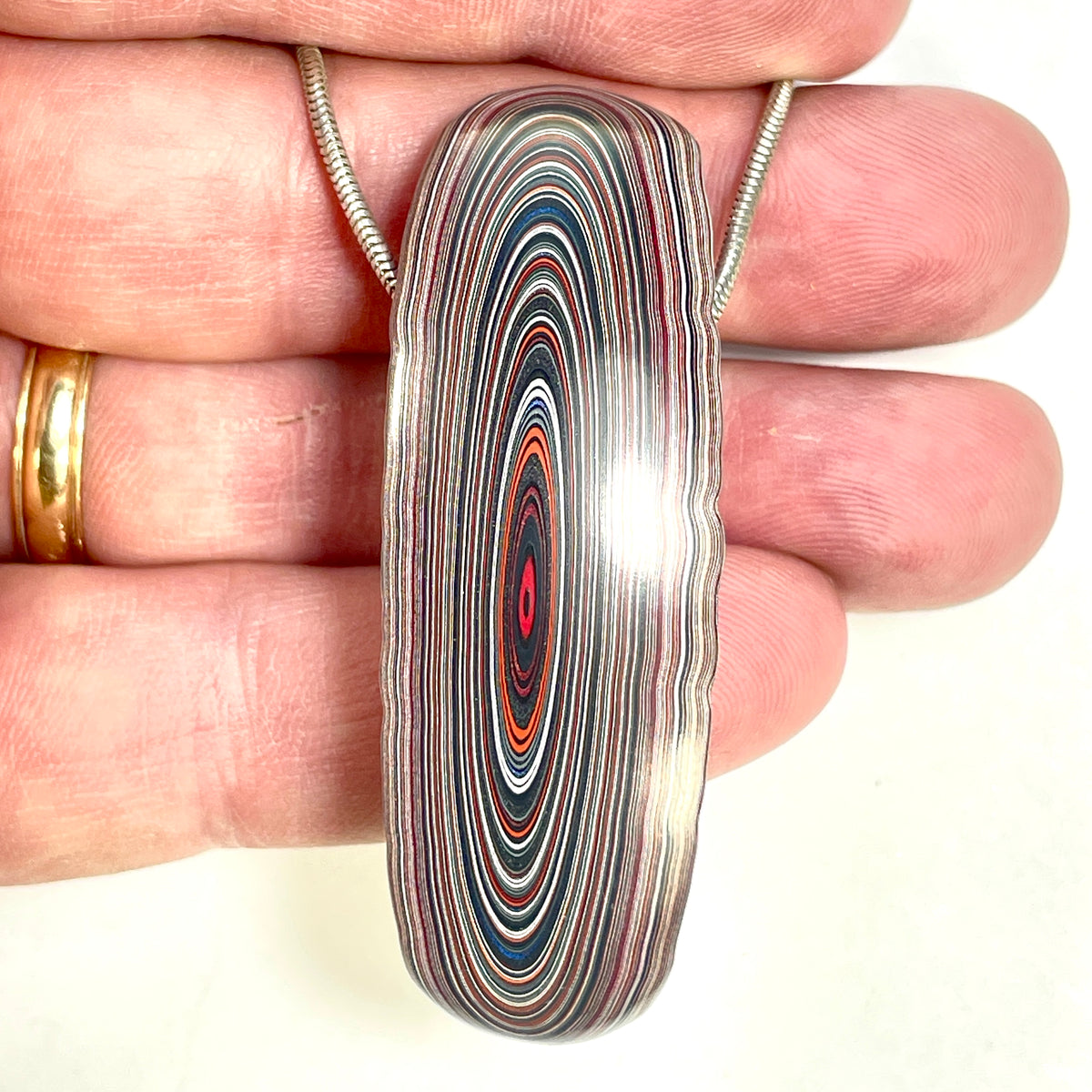 DVH Red Chv Frd Jp Fordite Bead Pendant Michigan 62x21x14mm (6902)