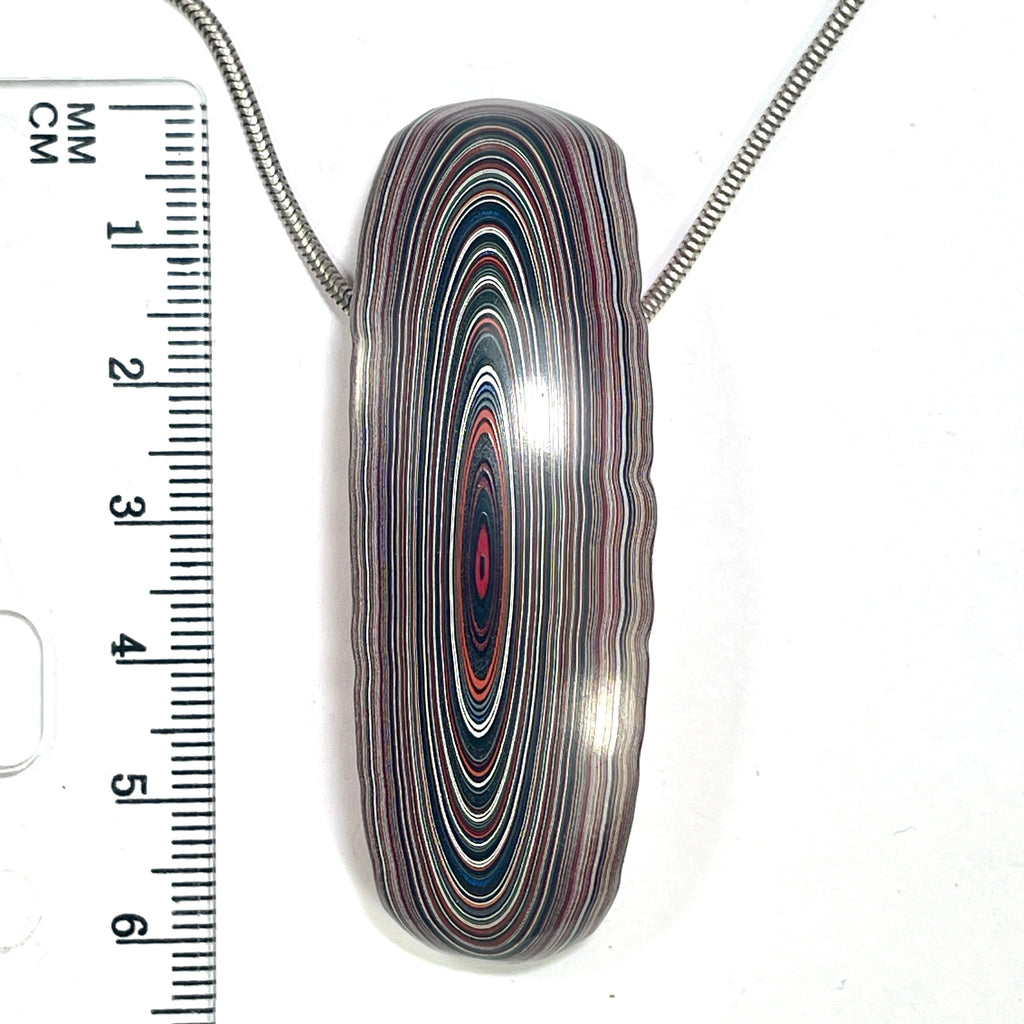 DVH Red Chv Frd Jp Fordite Bead Pendant Michigan 62x21x14mm (6902)