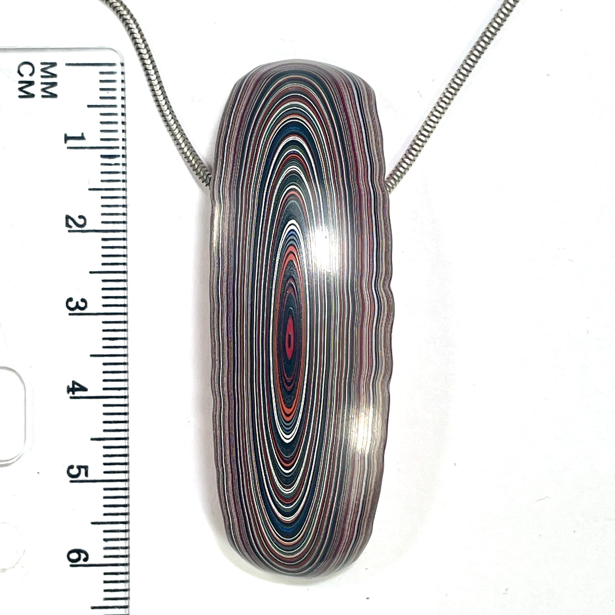 DVH Red Chv Frd Jp Fordite Bead Pendant Michigan 62x21x14mm (6902)