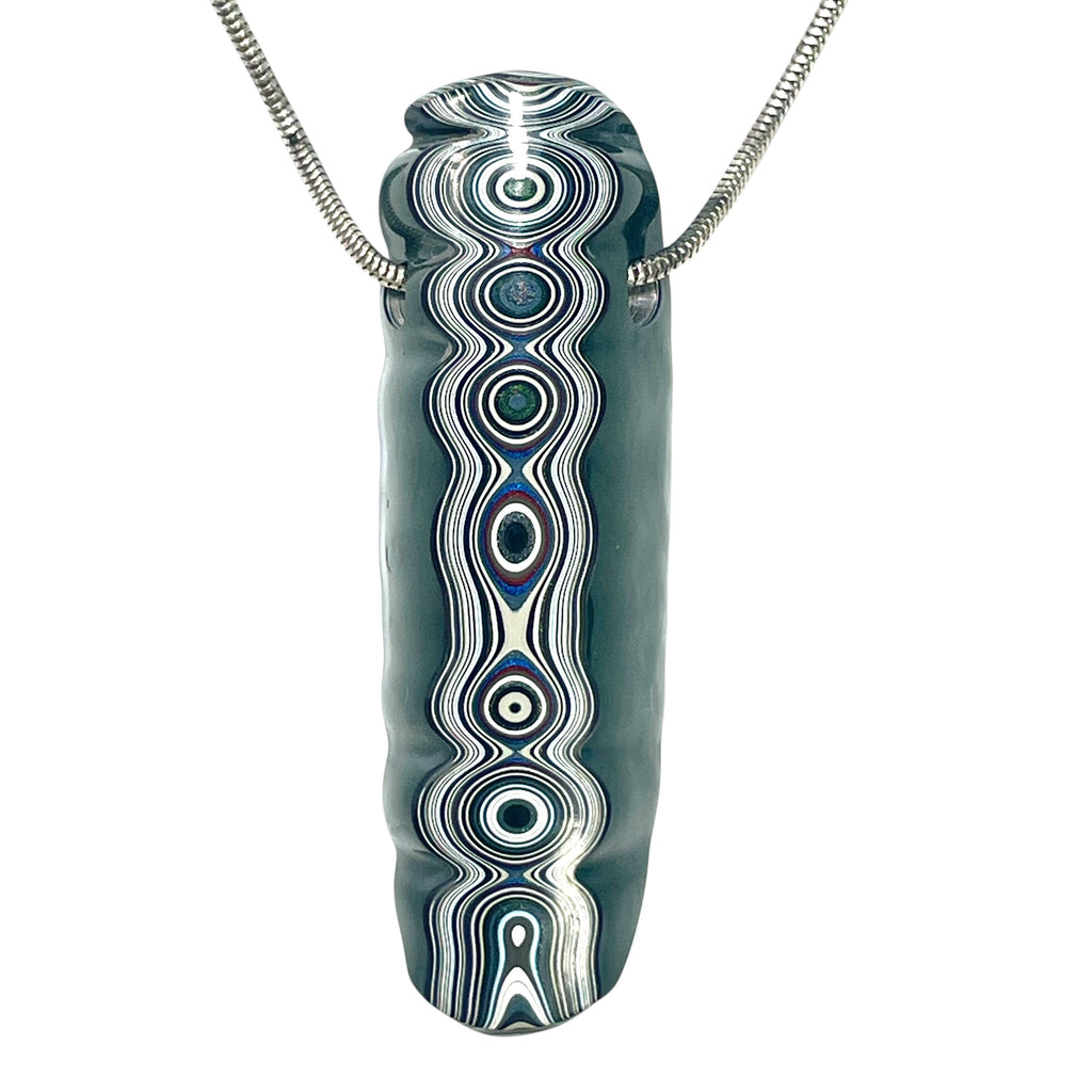 DVH Green Michigan Fordite Bead Pendant Chv Frd Jp 60x19x15mm (6903)