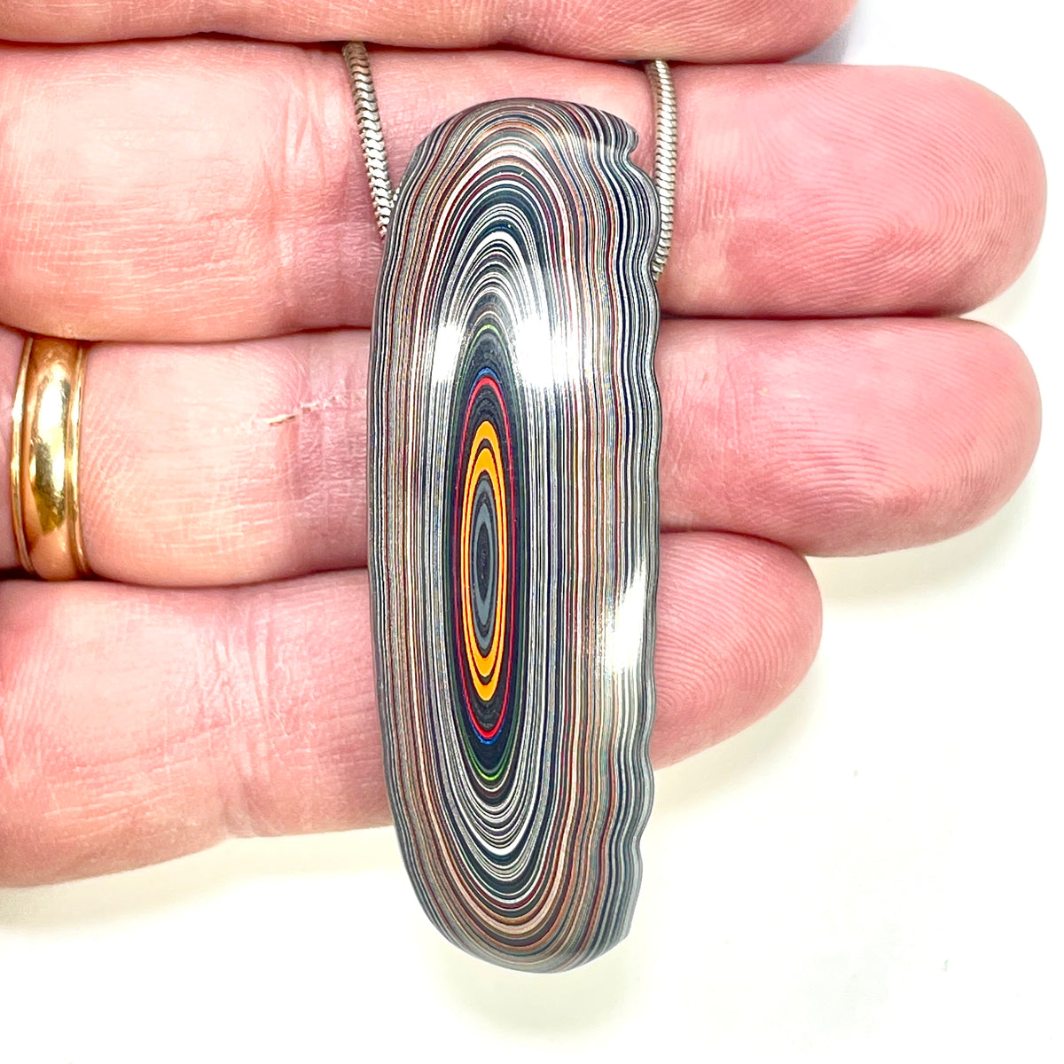 DVH Green Michigan Fordite Bead Pendant Chv Frd Jp 60x19x15mm (6903)