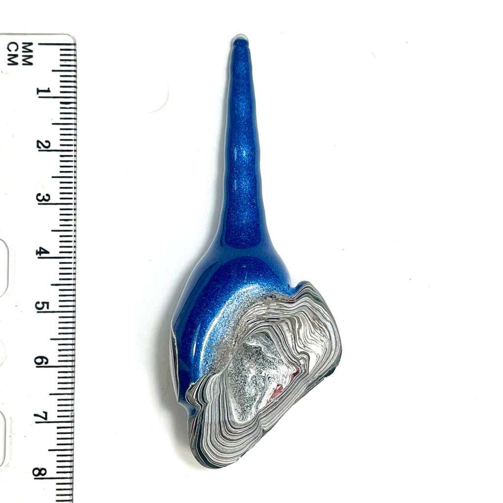 DVH Genuine Blue Fordite Bird Head Specimen Michigan 79x33x22mm (6906)